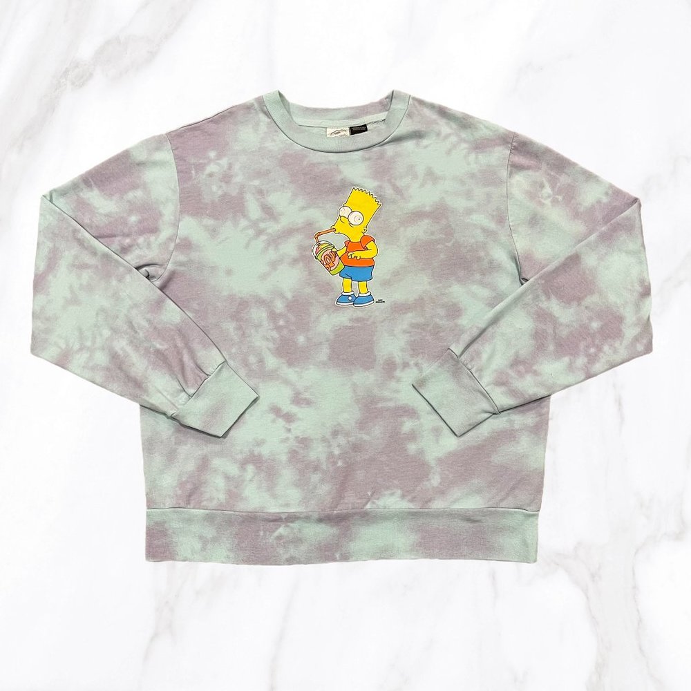 The‎ Simpson's Women's Tie-Dye Bart Drinking Slurpee Sweatshirt, Size M